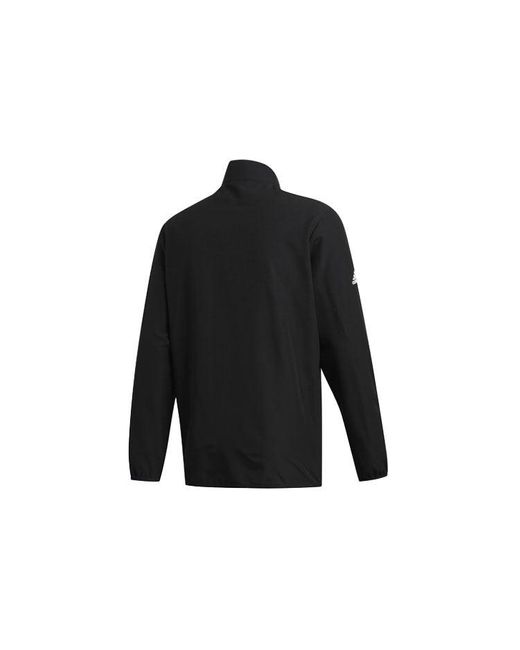 Adidas Black Golf Sports Windproof Woven Stand Collar Jacket for men