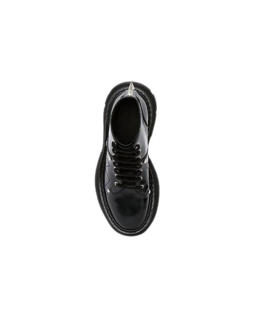 McQueen Black (Wmns) Leather Tread Ankle Boots