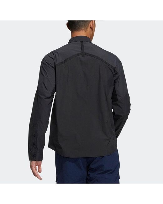 Adidas Blue Casual Sports Solid Color Breathable Long Sleeves Shirt for men
