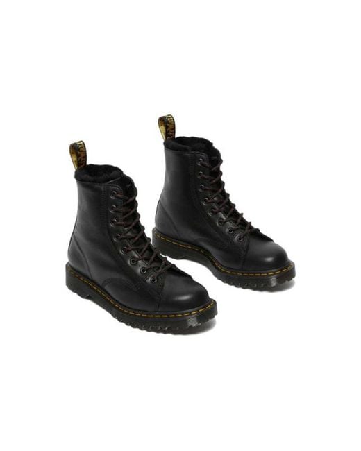 Dr. Martens Black Barton Shearling Lined Leather Ankle Boots