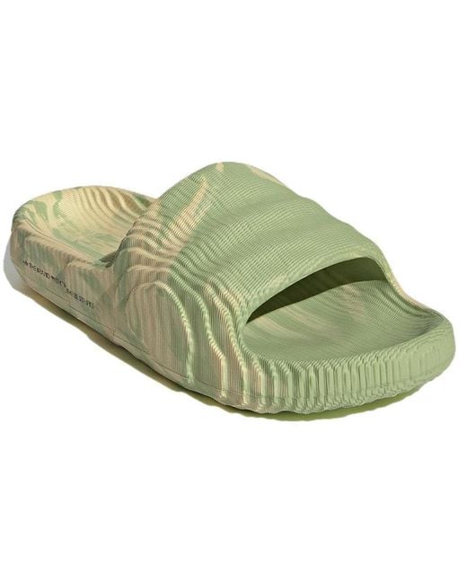 Adidas Green Adilette 22 Slides 'Magic Lime Desert Sand'