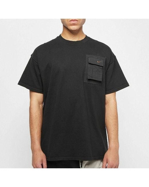 Nike Black X Travis Scott Cactus Jack Embroidered Logo Pocket T-Shirt for men