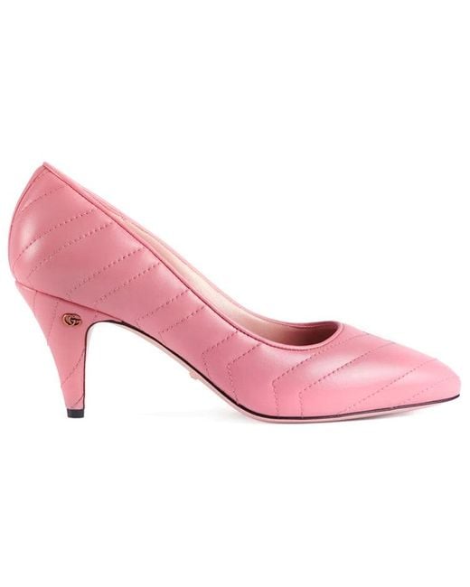 Gucci Pink (Wmns) Nappa Matelasse Marmont Mid Heel Pumps 'Wild Rose'