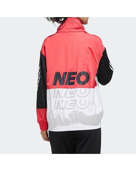 Adidas Red (Wmns) Neo Printing Hooded Jacket