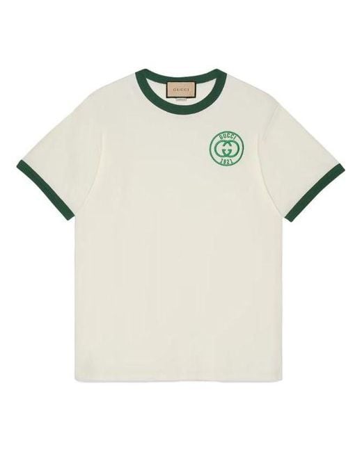 Gucci White Cotton Jersey T-Shirt With Embroidery 'Off' for men