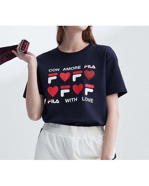 Fila Blue (Wmns) Logo Love Printing Short Sleeve