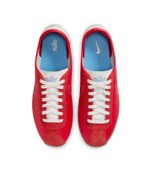Nike (Wmns) Cortez Leather 'University Perforated Swoosh' in Red | Lyst
