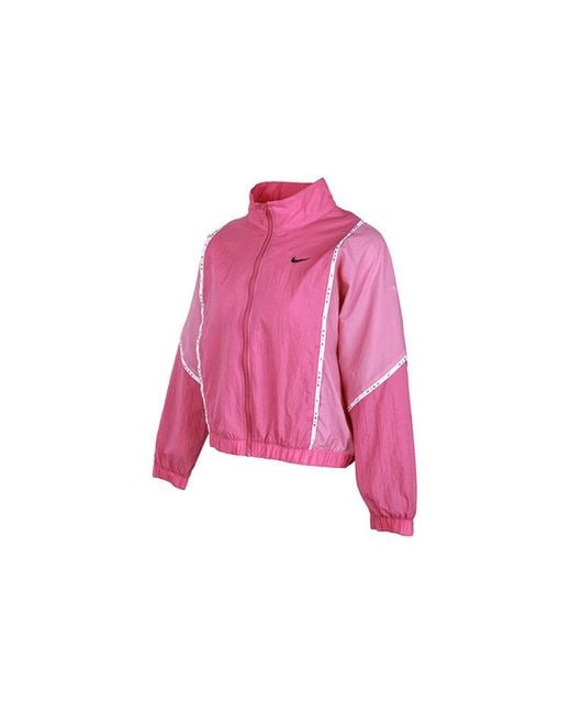 Nike Pink (Wmns) Sportswear Zipper Splicing Contrasting Colors Woven Jacket