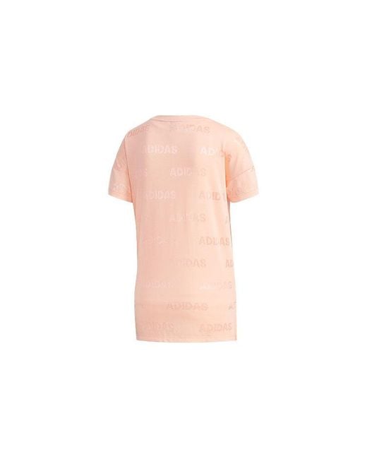 Adidas Pink (Wmns) Sports Stylish Round Neck Short Sleeve
