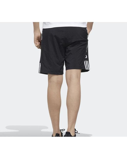 Adidas Blue Neo Side Stripe Logo Woven Shorts for men