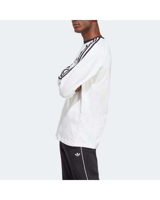 Adidas Originals White 3-stripes Long Sleeve Tee for men