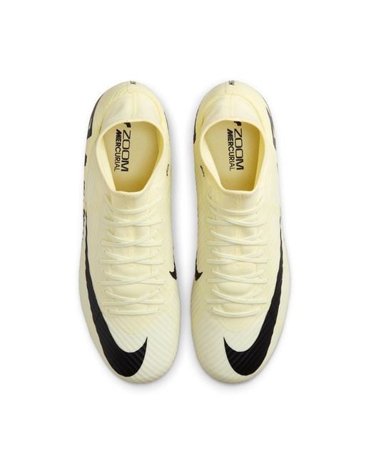Nike Metallic Mercurial Superfly 9 Academy Hard-Ground High-Top Soccer Cleats 'Lemonade' for men