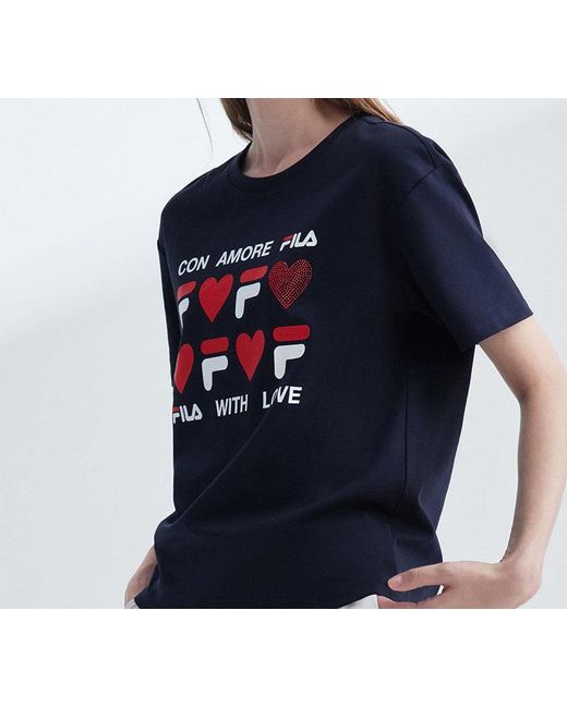 Fila Blue (Wmns) Logo Love Printing Short Sleeve