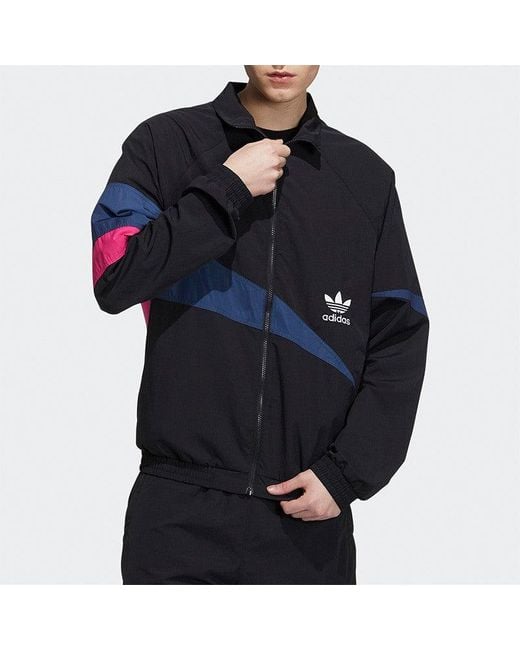 Adidas Blue Originals Ts Track Top Logo Printing Contrasting Colors Sports Jacket Autumn for men