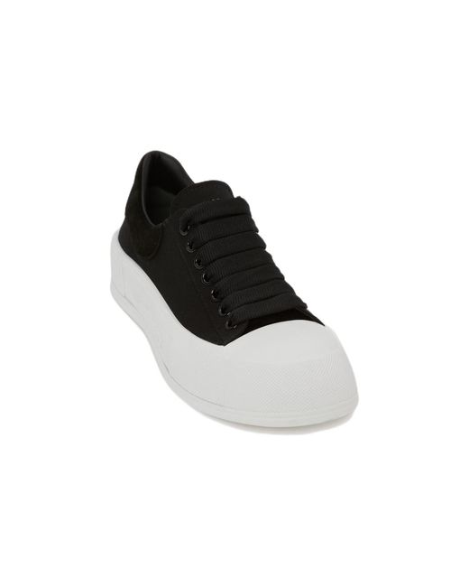 Alexander McQueen Black Deck Plimsoll Lace-Up Trainers ' ' for men