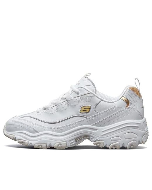 Skechers White D'Lites 1.0 Running Shoes for men