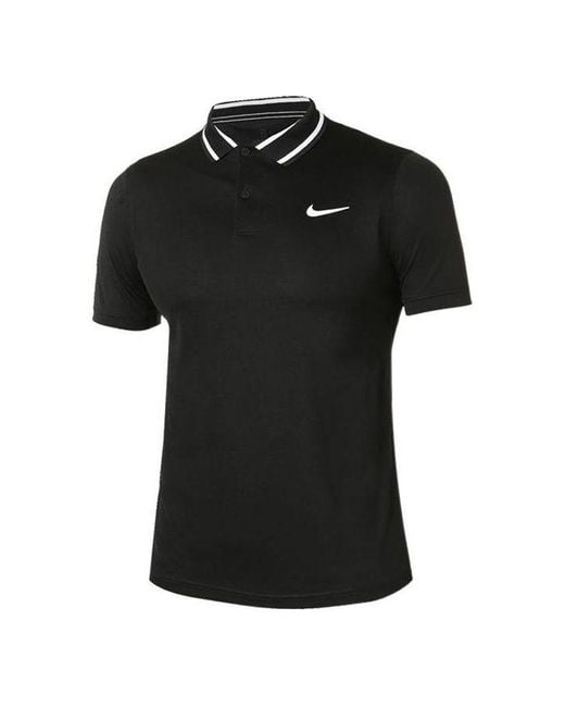 Nike Black Casual Sports Logo Pattern Printing Short Sleeve Polo Shirt for men