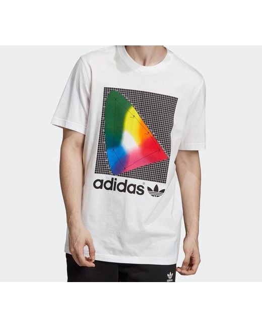 Adidas White Originals Spectrum Tee Round Neck Pullover Short Sleeve for men