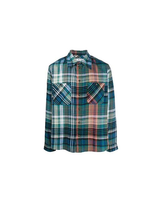 Off-White c/o Virgil Abloh Blue Fw20 Arrows Printing Long-Sleeved Shirt for men