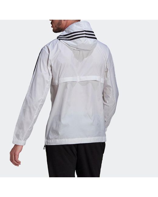Adidas Gray Stripe Logo Micro Mark Printing Sports Training Hooded Jacket for men