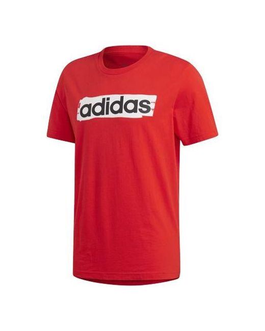 Adidas Red Alphabet Logo Sports Short Sleeve for men