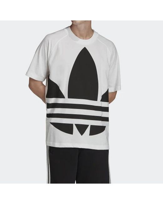 Adidas Black Originals Big Trefoil Boxy Tee Large Logo Printing Short Sleeve for men