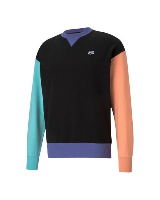 PUMA Black Graphic Crew Logo Printed Casual Sports Sweater for men