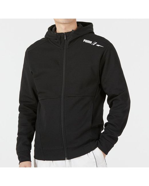 PUMA Black Rad/Cal Full-Zip Hoodie D Casual Sports Hooded Cardigan Jacket for men