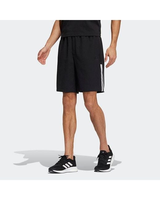 Adidas Black Fi Lib Wvsh Contrasting Colors Stripe Training Sports Woven Shorts for men