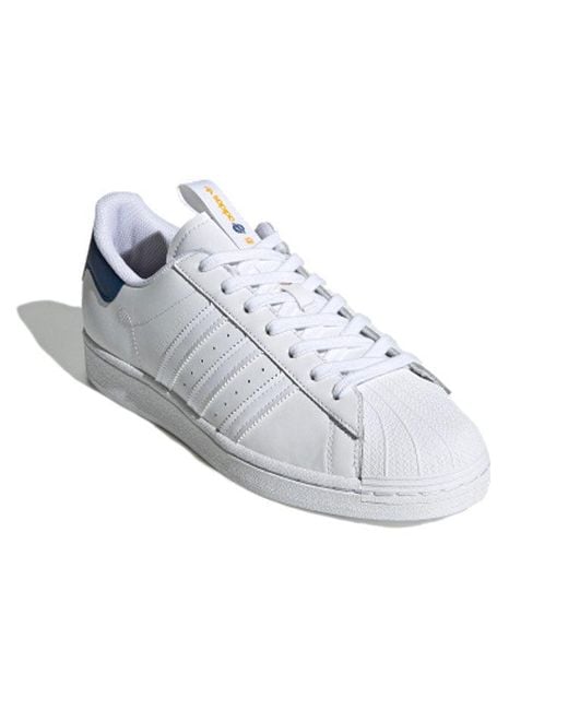 Adidas White Originals Superstar Retro Low Top Skate Shoes for men