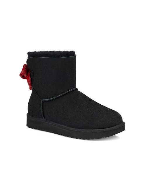 Ugg Black (Wmns) Mini Bailey Bow Plaid Ribbon