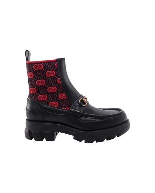 Gucci Black Horsebit Gg Jersey Boot
