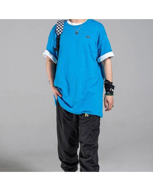 Vans Blue Off The Wall Tee Minimalistic Small Logo Short Sleeve Couple Style for men