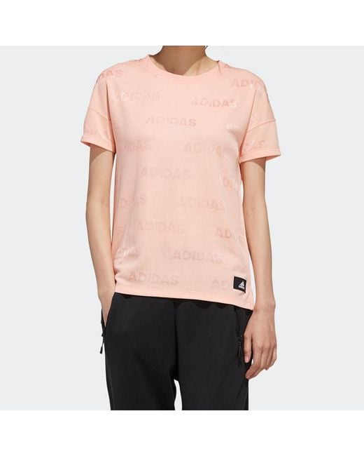 Adidas Pink (Wmns) Sports Stylish Round Neck Short Sleeve