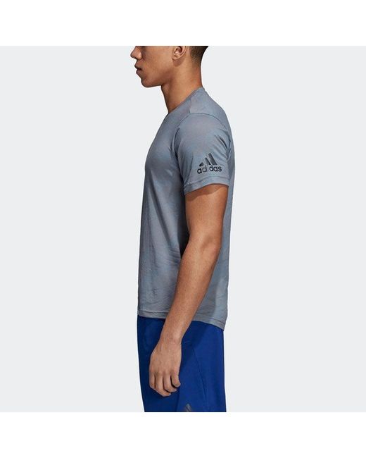 Adidas Blue Camouflage Sports Gym Round Neck Short Sleeve T-Shirt for men