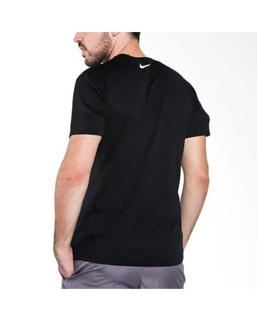 Nike Black Alphabet Printing Sports Round Neck Pullover Short Sleeve T-Shirt for men