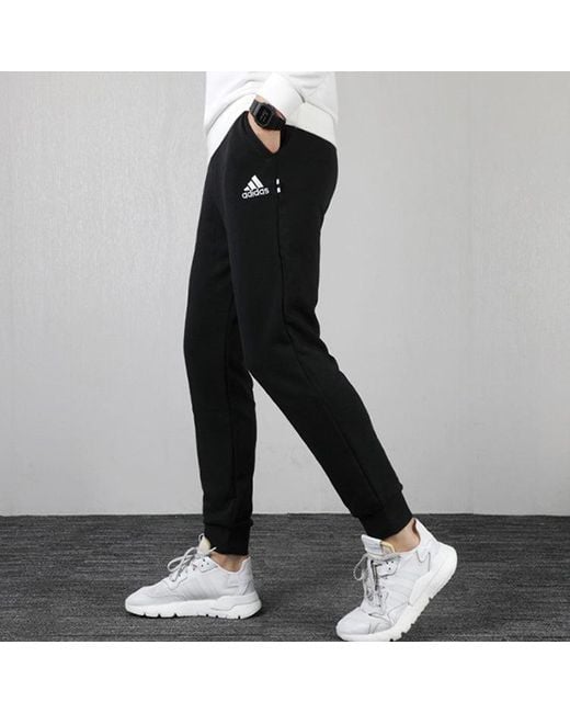 Adidas Black Logo Casual Sports Bundle Feet Long Pants for men
