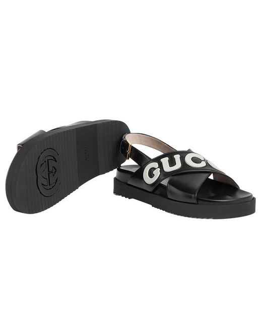 Gucci Black (Wmns) Sandal With Logo Script