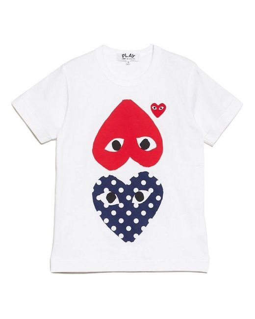 COMME DES GARÇONS PLAY White (Wmns) Polka Dot Upside Down Tee