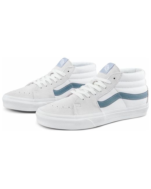 Vans White Sk8-mid Casual Wear-resistant Skateboarding Shoes for men