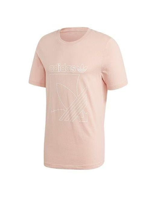 Adidas Pink Originals Sprt 3S Tee Logo Printing Sports Short Sleeve for men