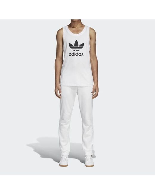 Adidas White Originals Trefoil Logo Sleeve Less Sport Vest for men
