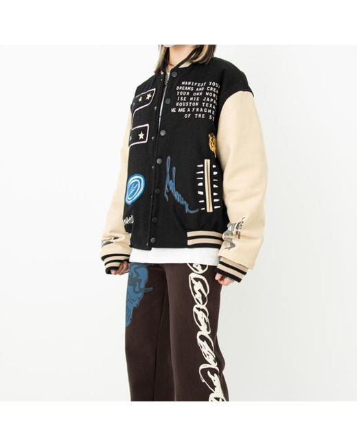 Travis Scott Black X Fragment Cactus Jack Jacket 'Manifest Letterman' for men