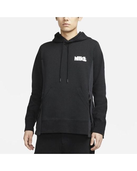 Nike X Sacai Crossover Logo Printing Splicing Contrasting Colors Sports Asia Edition Black for men