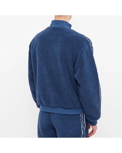 Adidas Blue Originals X Blondey Crossover Casual Sports Stripe Stand Collar Pullover Long Sleeves for men