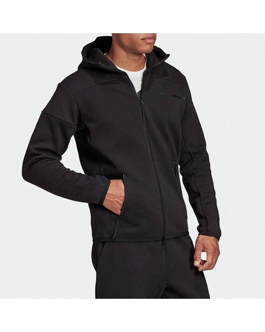 Adidas Blue Sports Stylish Zipper Hooded Jacket for men