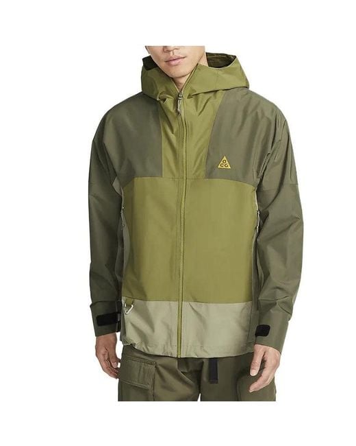 Nike Green Acg Splicing Long Sleeves Hooded Jacket Autumn for men