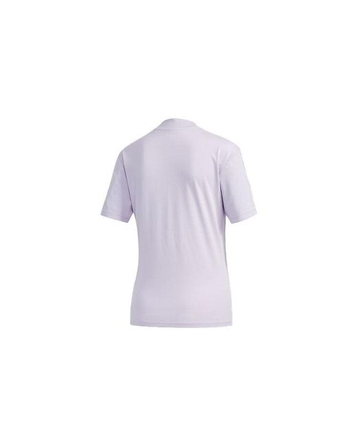 Adidas Purple (Wmns) Neo Athleisure Casual Sports Small Stand Collar Short Sleeve