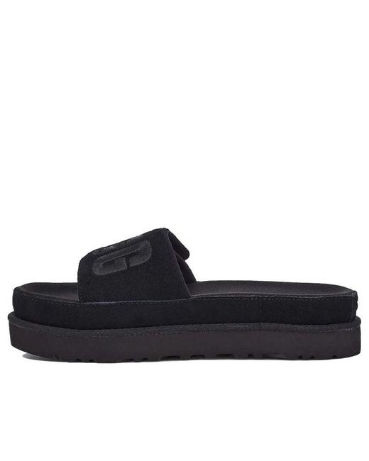 UGG Laton Slide Thick Sole Black Slippers | Lyst