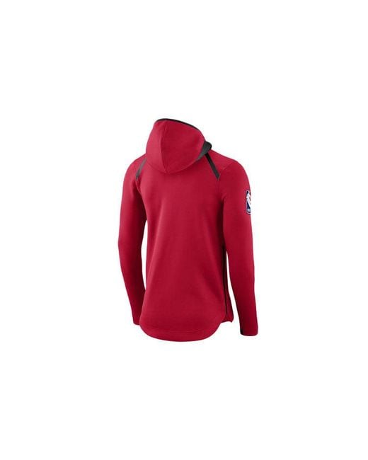 Nike Red Player Edition Houston Rockets Solid Color Zipper Hooded Jacket for men